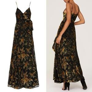 $319 Hutch Alden Spaghetti Strap Floral Maxi Jacquard Gown -Small